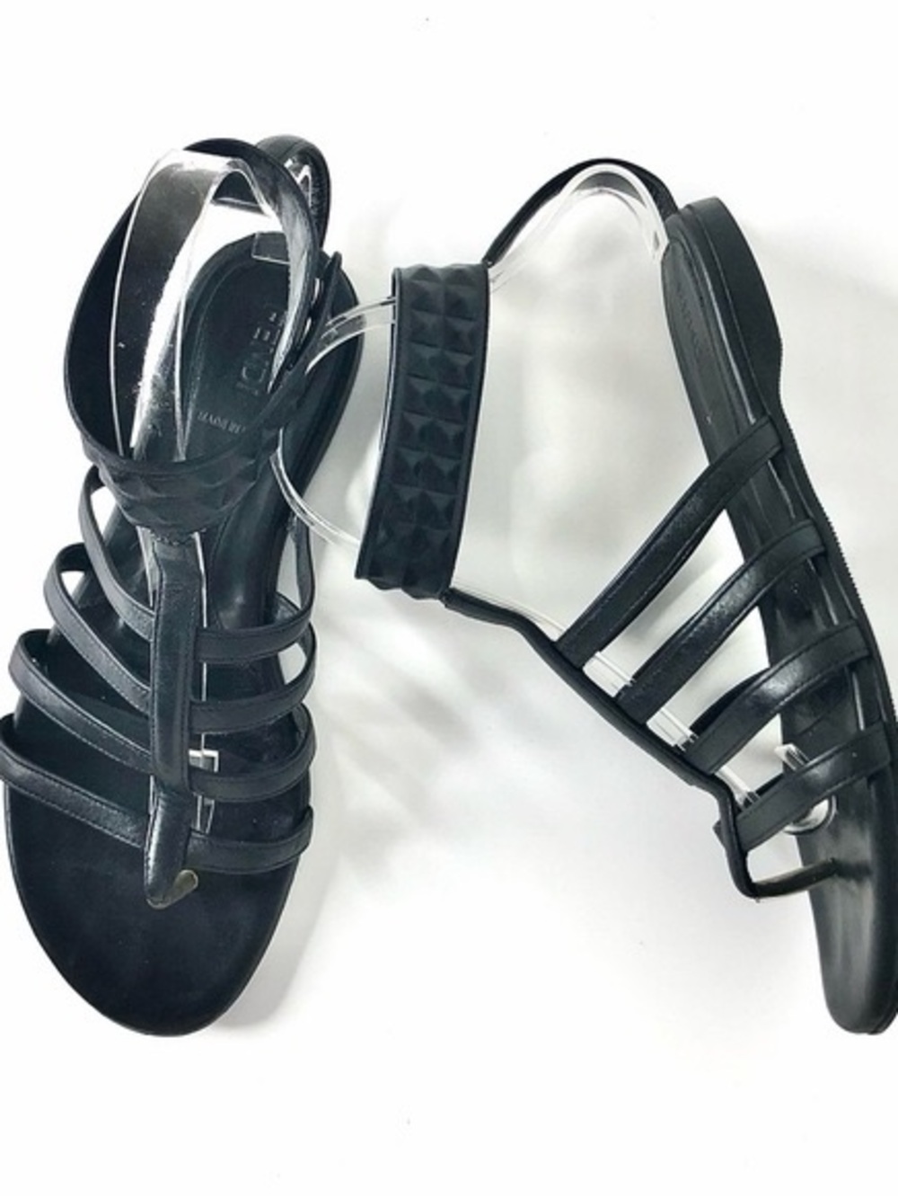 Fendi Diana black studded gladiator sandals